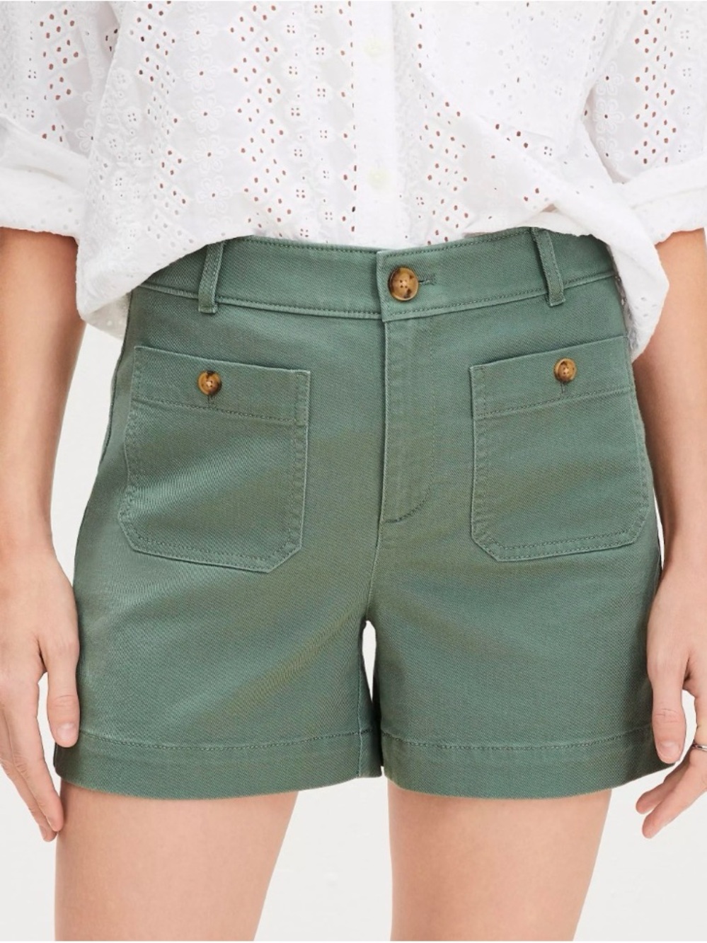 LOFT Olive Green High-Rise Palmer Shorts